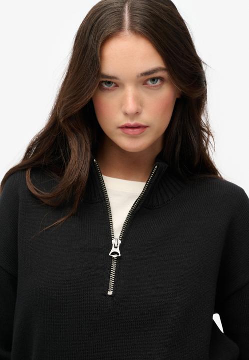 Image du produit Superdry Pull half-zip ample en maille à col camionneur femme (M)