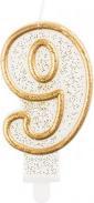 Productafbeelding GoDan Cijferkaars met gouden rand en glitter - 9 - 1 st. universeel (1 Pcs.)