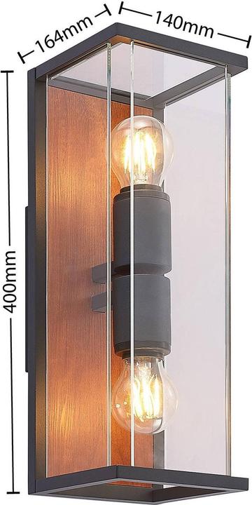 Produktbild Lucande Elwin Wandleuchte, eckig, zweiflammig (E27, IP54)