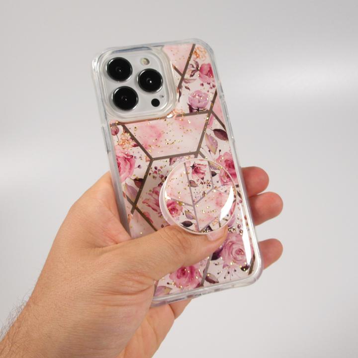 Image du produit PhoneLook Coque Silicone Gel stripes géométriques avec support de doigt à 3 positions s (Apple iPhone 13 Pro)