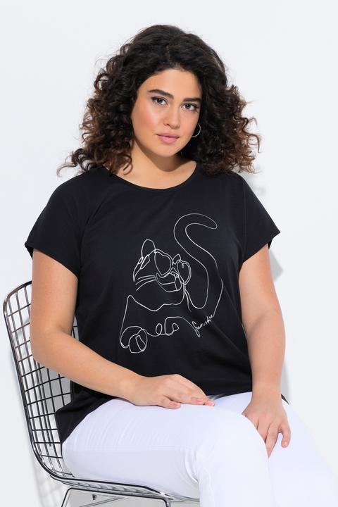 Produktbild Ulla Popken T-Shirt, Metallic-Tiermotiv, Oversized, Rundhals, Halbarm (60)