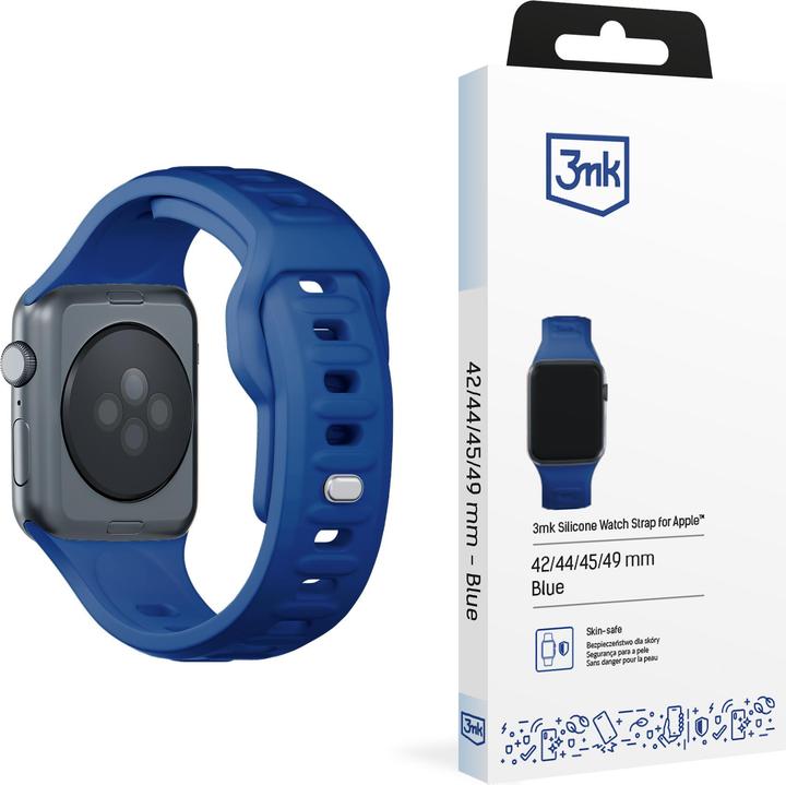 Image du produit 3MK Silicone Watch Strap Niebieski/Blue dla Apple Watch 42/44/45/49mm (42 mm, 44 mm, 45 mm, 49 mm, Acier inoxydable, Silicone)