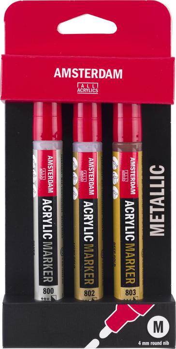 Produktbild Amsterdam Acrylmarker Metallic Set 3 Stück (3x)