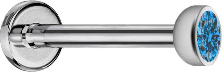 Immagine prodotto Star Piercing Micro Labret filo interno argento con emisfero di cristallo azzurro (senza ottone, Titanio)