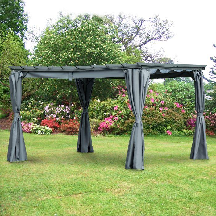 Actual product image Swisshandel24 Pergola gazebo with adjustable fabric roof polyester steel grey 3.6 x 3 x 2.27 m (300 cm, 360 cm)