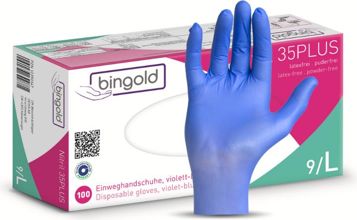 Actual product image Bingold Nitrile 35PLUS blue nitrile gloves - L / Blue (L)