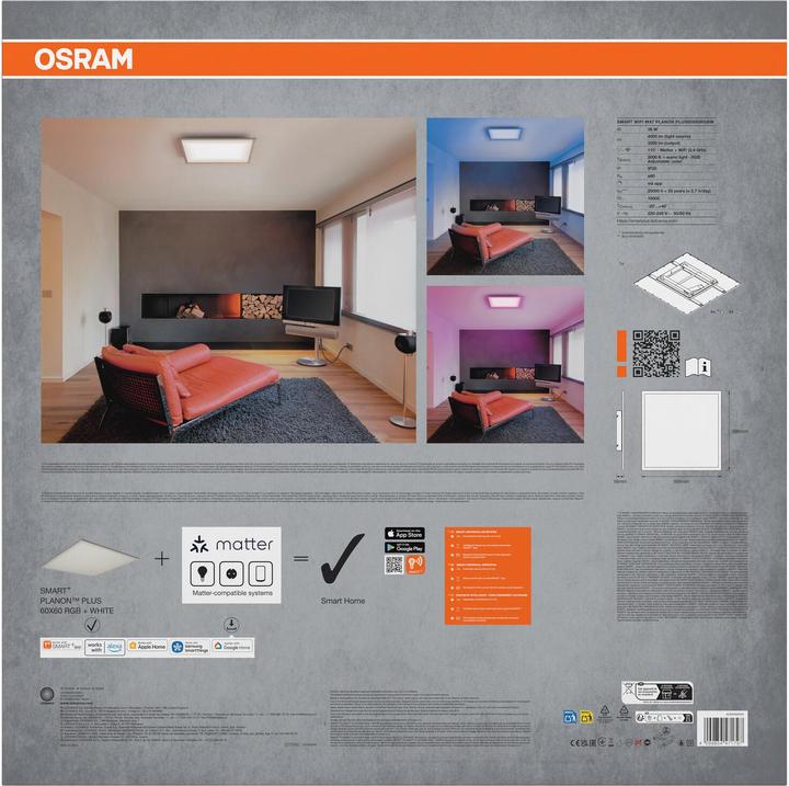Produktbild Osram LED-Panel SMART+ Matter Planon Plus 600 x 600 mm RGBW (3200 lm)