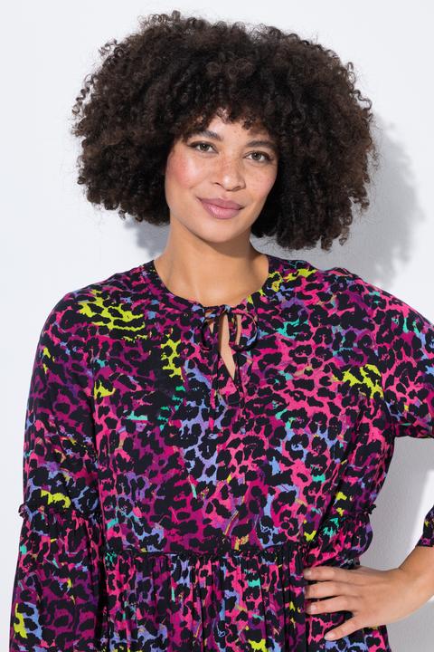 Produktbild Angel of Style Bluse, A-Linie, farbiger Leo-Print, Volants (48)