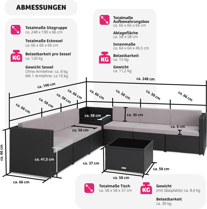 Produktbild tectake Rattan Lounge Verona