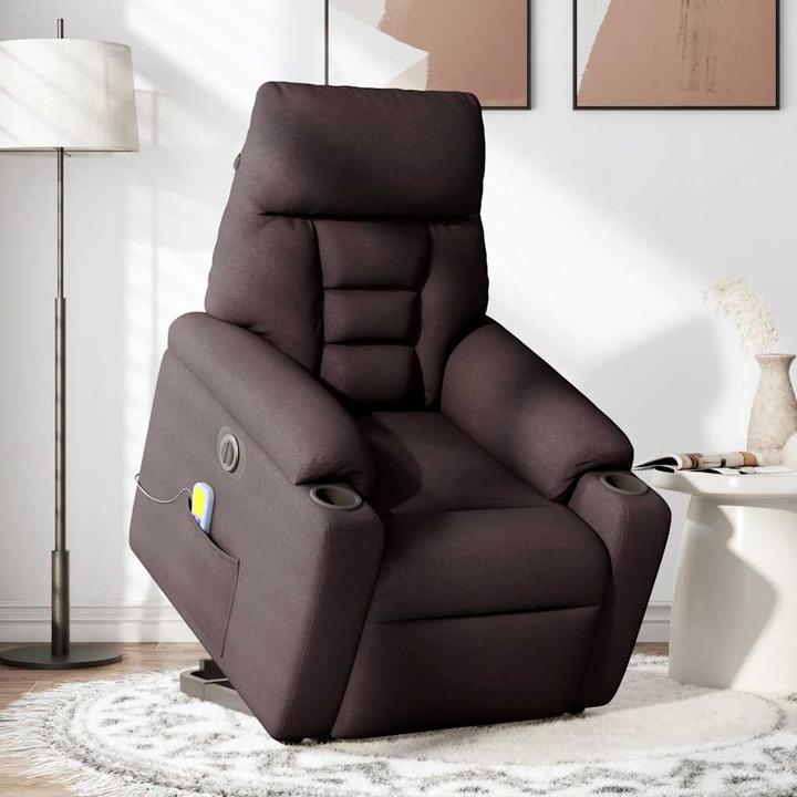 Produktbild VidaXL Elektrischer Massagesessel mit Aufstehhilfe Dunkelbraun Stoff