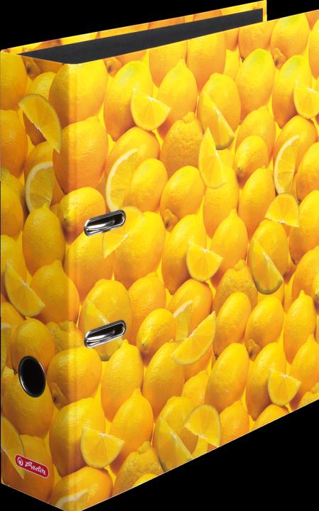Herlitz Classeur à motif citron, DIN A4, largeur du dos : 80 mm Classeur à fentes, couverture raffinée avec (A4, 80 mm, 1 pièce(s))
