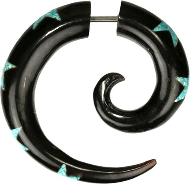 Produktbild Star Piercing Fake Spirale aus Horn Sterne aus Türkis Stein (ohne Messing, Mineralisch, Organisch)