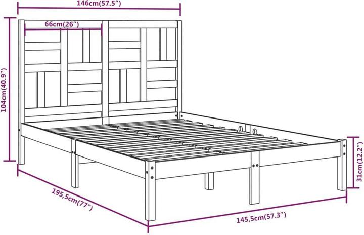 Produktbild vidaXL Bettrahmen (140 x 190 cm)