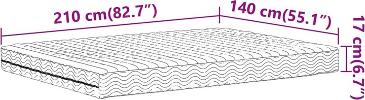 Produktbild VidaXL Schaumstoffmatratze 140 x 210 cm Härtegrad H2 H3 (140 x 210 cm, Schaumstoffkern)