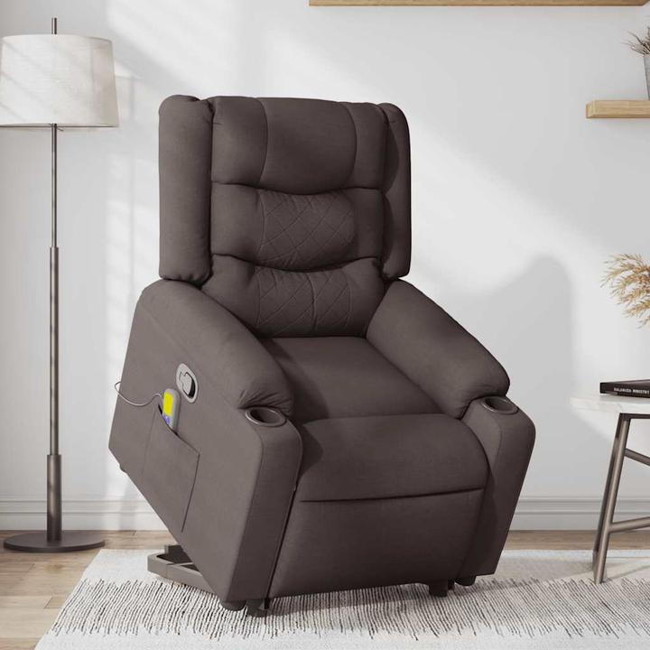 Image du produit vidaXL Fauteuil de massage avec fonction releveur Tissu marron foncé