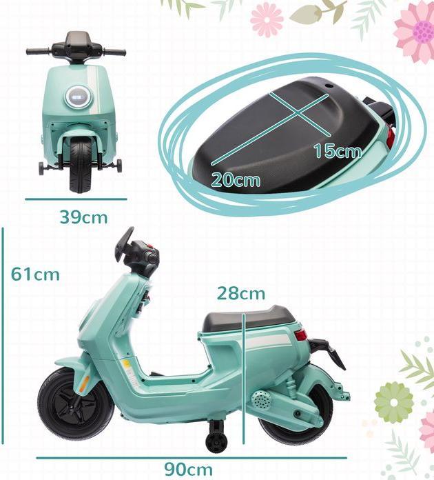 Image du produit Swisshandel24 Kinder Elektro-Motorrad, 6V Kindermotorrad mit Scheinwerfer, Musik, Grün (6 V)