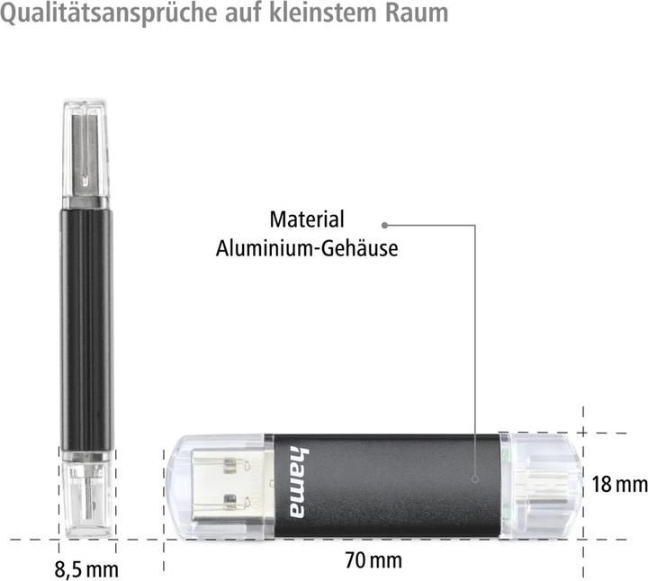 Image du produit Hama Laeta Twin USB 3.0 16GB (16 Go, USB-A)