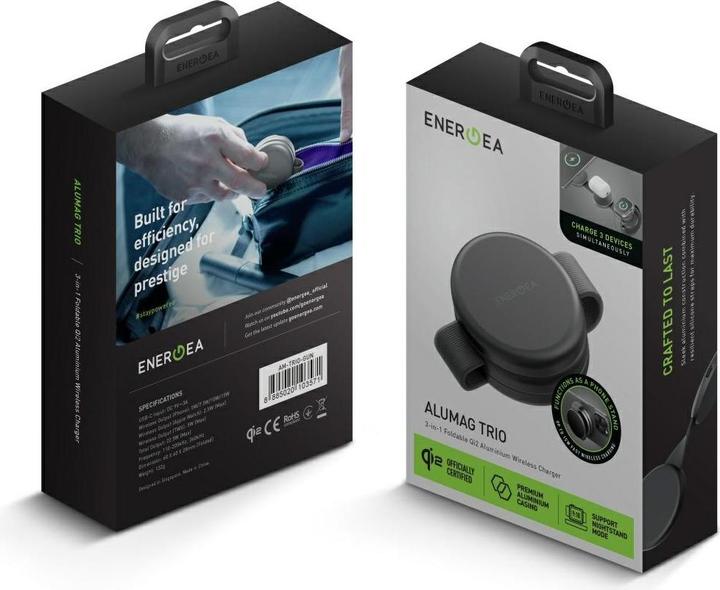 Image du produit Energea Wireless charger Alumag Trio 3in1 Qi2 15W graphite (15 W)