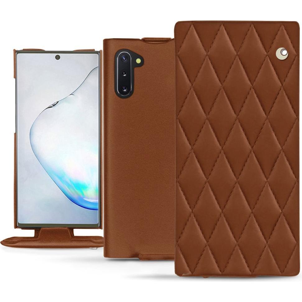 Noreve Lederschutzhülle vertikal (Samsung Galaxy Note 10), Smartphone Hülle, Braun