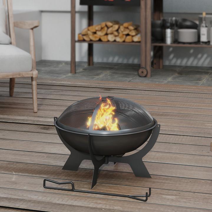 Produktbild Outsunny Feuerschale Metall Schwarz (54 cm)