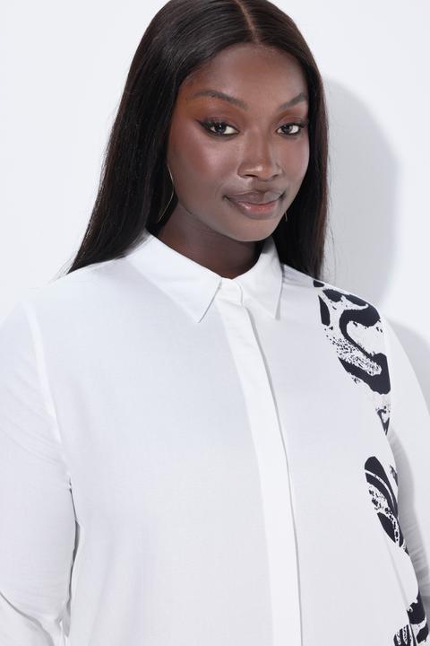 Immagine prodotto Ulla Popken Blusa lunga con design animalier, collo da camicia e maniche lunghe (60)