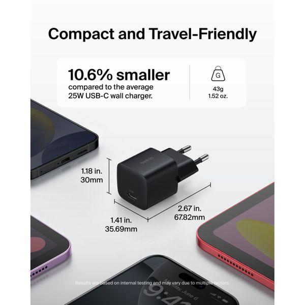 Actual product image Belkin BOOST Charge 25W USB-C Ladegerät PD schwarz WCA012kqBK (25 W)
