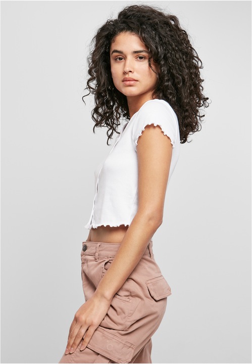 Produktbild Urban Classics Ladies Cropped Button Up Rib Tee (S, L)