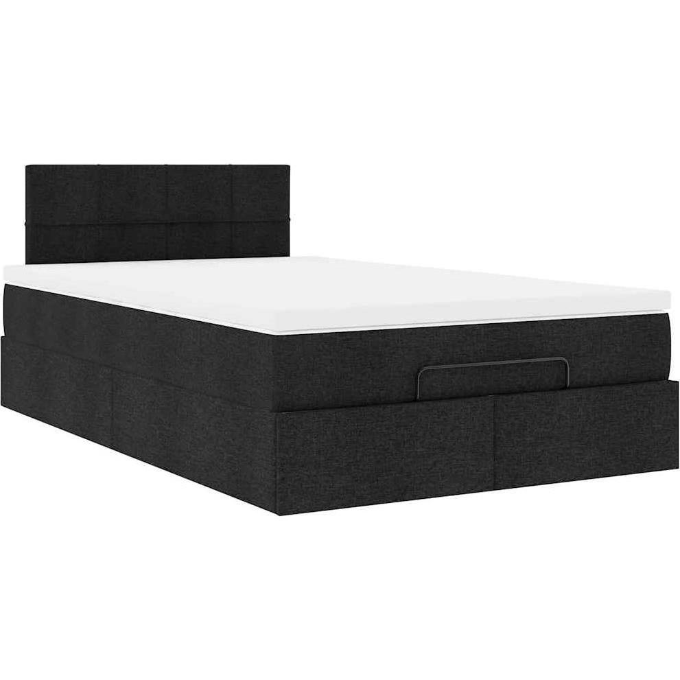 VidaXL, Bett, Ottoman-Bett mit Matratze Schwarz 120x200 cm Stoff (120 x 200 cm)