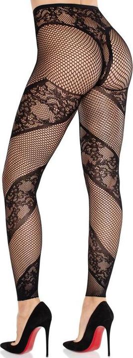Actual product image Leg Avenue - Tights Without Foot Made Of Lace And Transparency Black