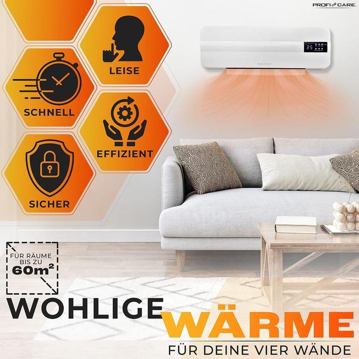 Produktbild Profi-Care Wand-Keramik-Heizlüfter PC-HL 3116 weiss (2000 W)