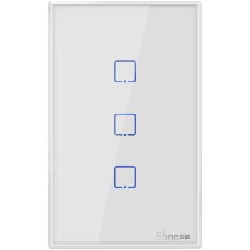 Sonoff, Lichtschalter + Storenschalter, T2US3C - 3-gang Wi-Fi Smart Wall Switch US - White