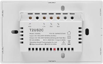 Actual product image Sonoff T2US2C - 2-gang Wi-Fi Smart Wall Switch US - White