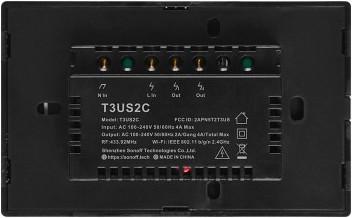 Actual product image Sonoff T3US2C - 2-gang Wi-Fi Smart Wall Switch US - Black