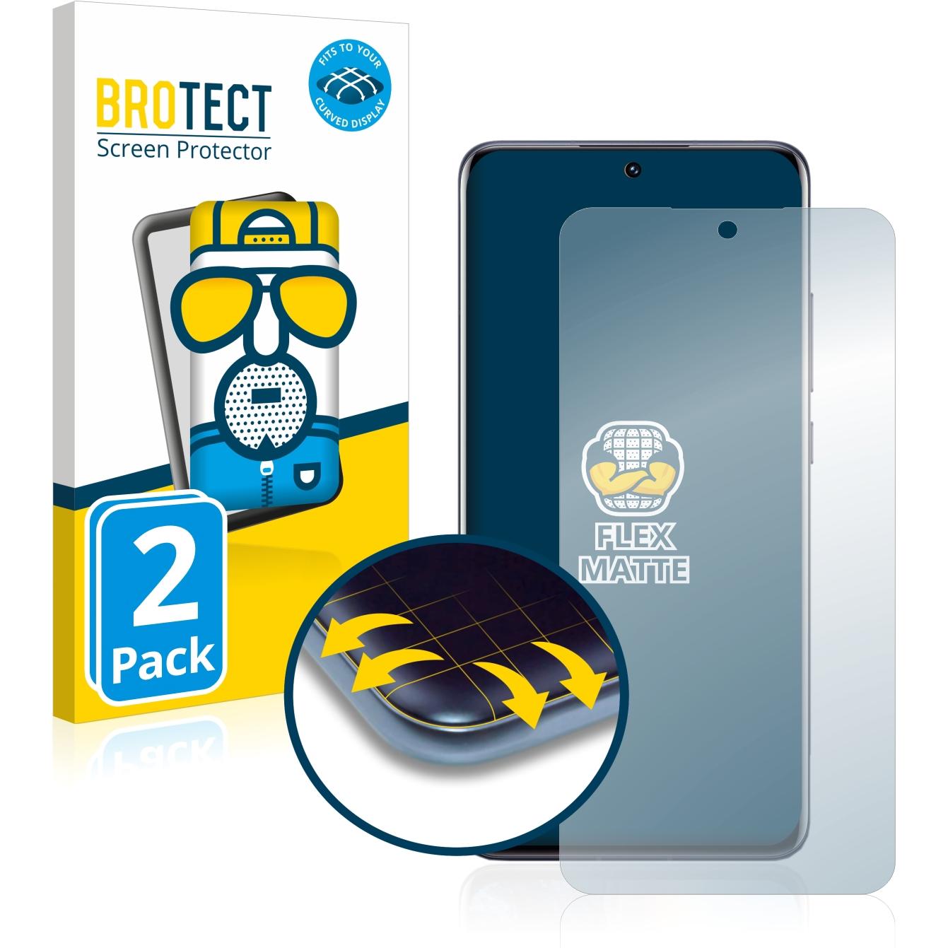 BROTECT Full-Cover Displayschutz Matt (2 Stück, Xiaomi 12X), Smartphone Schutzfolie, Grau