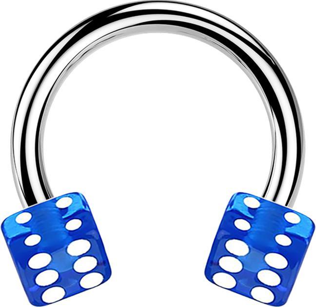 Produktbild Star Piercing Micro Circular Barbell silber mit zwei Würfel dunkelblau transparent (ohne Messing, Acryl, Chirurgenstahl 316L)
