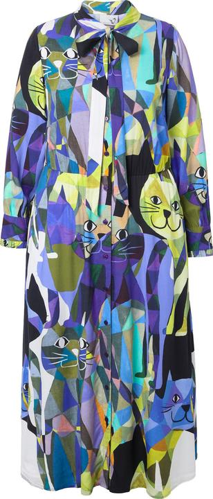 Image du produit Ulla Popken Robe maxi à manches longues, encolure en V et lavallière, coupe évasée (60)