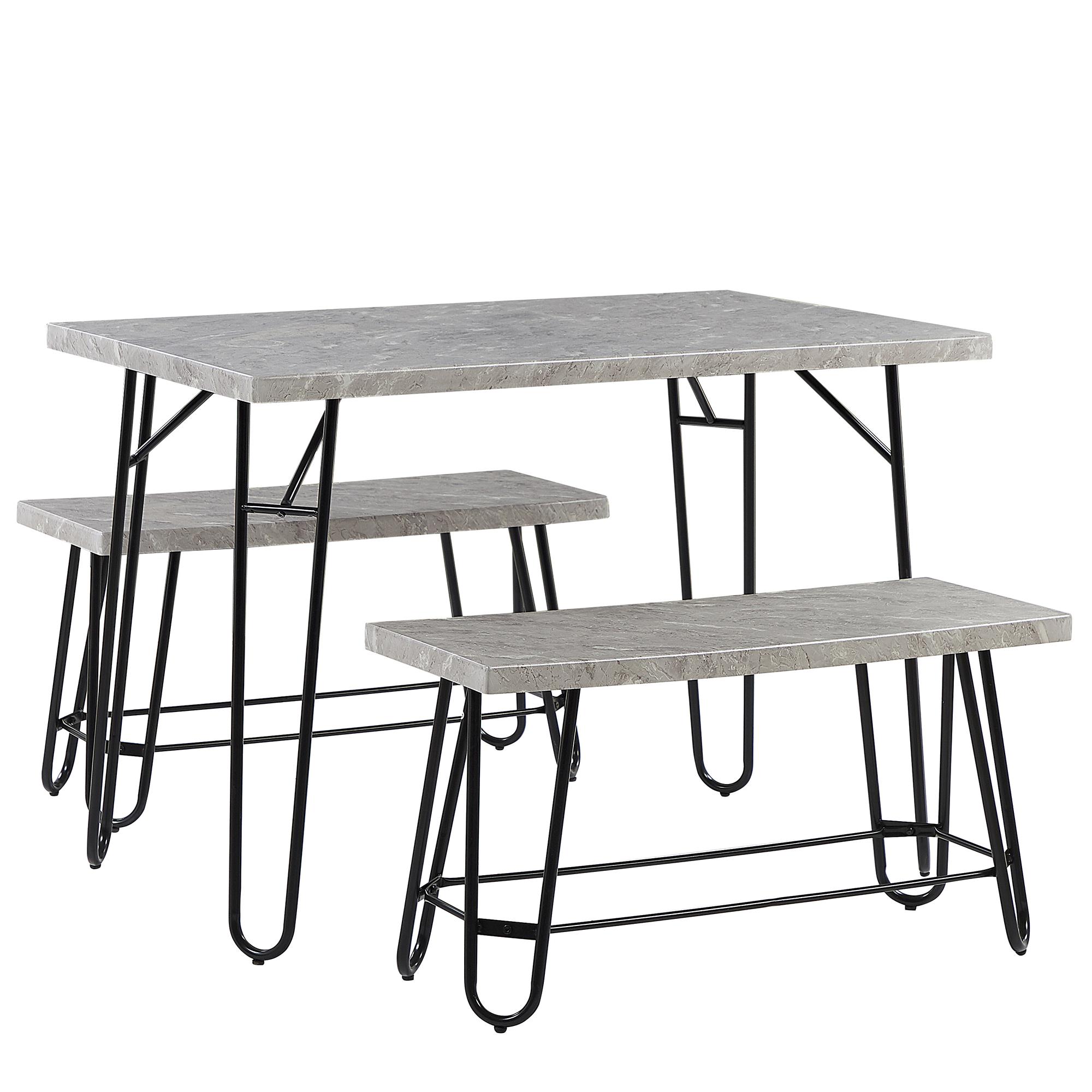 Thumbnail - Beliani, Esstisch, Essgruppe grau Marmor Optik 4-Sitzer 110 x 70 cm KEMPTON (110 x 70 x 76 cm)