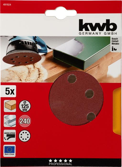 Actual product image kwb Velcro pads 125 Perforated K240/5 pieces (K240)