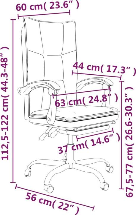 Actual product image vidaXL Bürostuhl mit Liegefunktion (46.50 - 56 cm)