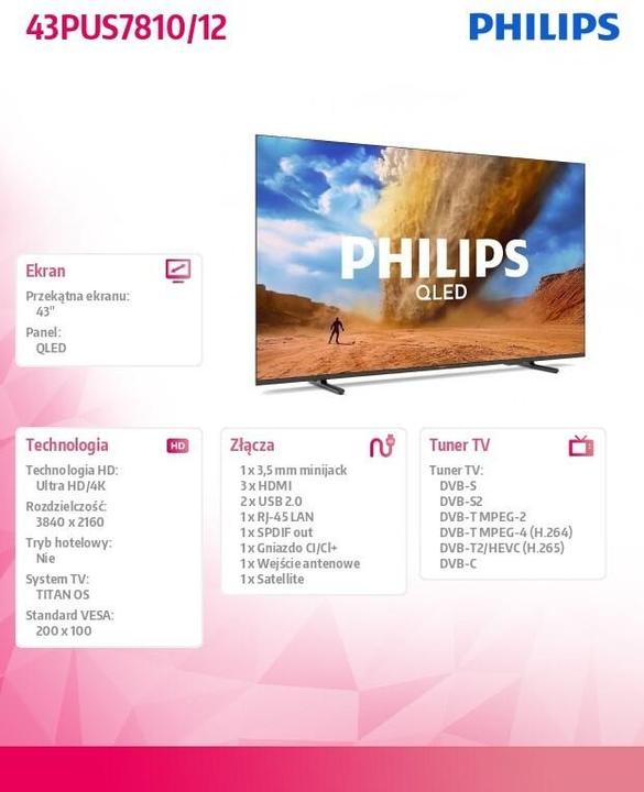 Immagine prodotto Philips 43PUS7810/12 (43", QLED, 4K)