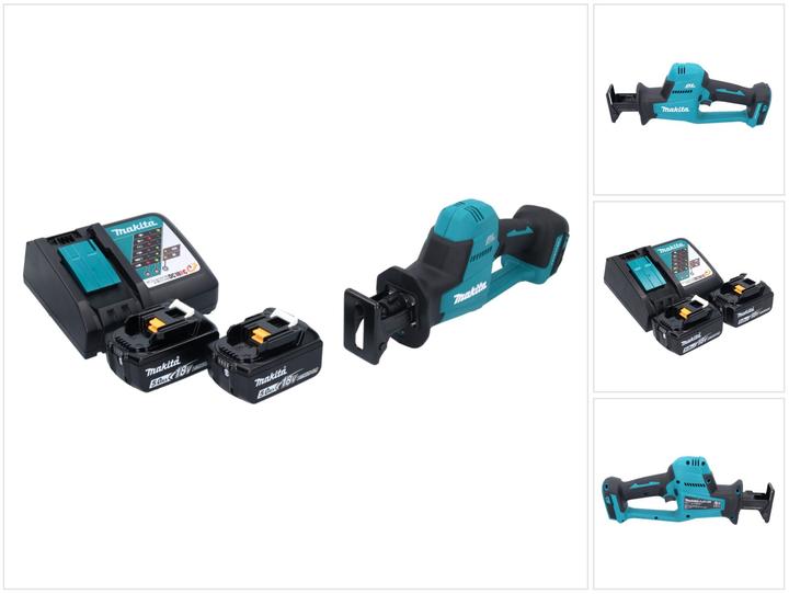 1x Makita DJR 189 cordless Recipro saw, 1x Recipro blade BIM 152, 7-18Z ( B-05038 ), 1x Recipro blade BIM 152, 6-11Z ( B-05044 ), 1x Recipro blade HCS 203, 6-10Z, 2x Makita BL 1850 B 18 V 5.0 Ah battery ( 197280-8 ), 1x Makita DC 18 RC battery quick charger ( 195584-2 ), 1x Makita BL 1850 B 18 V 5.0 Ah battery ( 197280-8 )