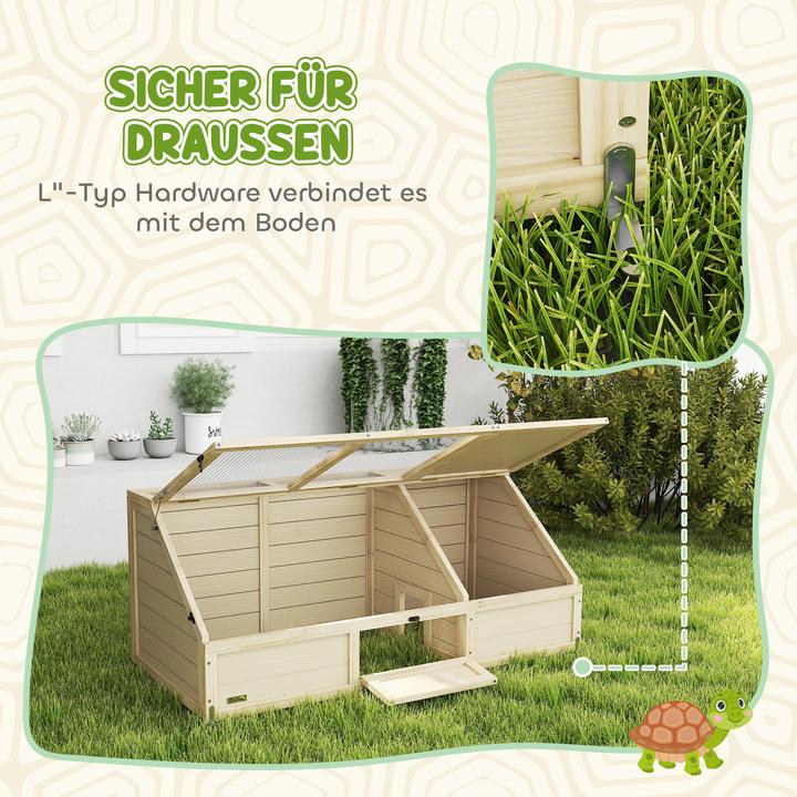 Image du produit PawHut Schildkrötenhaus Tannenholz, Verzinkter Stahl Naturholz
