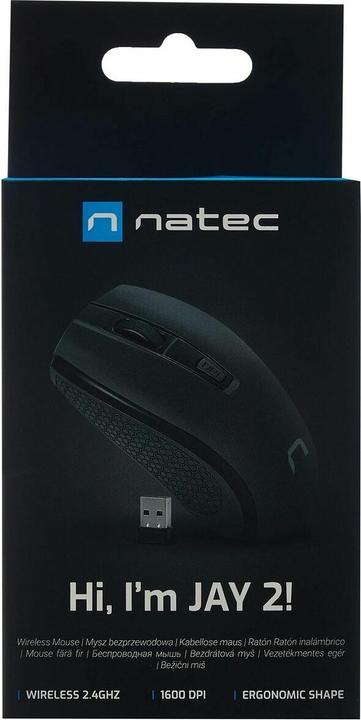 Produktbild Genesis Natec Mouse, Jay 2, Wireless, 1600 DPI, Optical, Black (Kabellos)