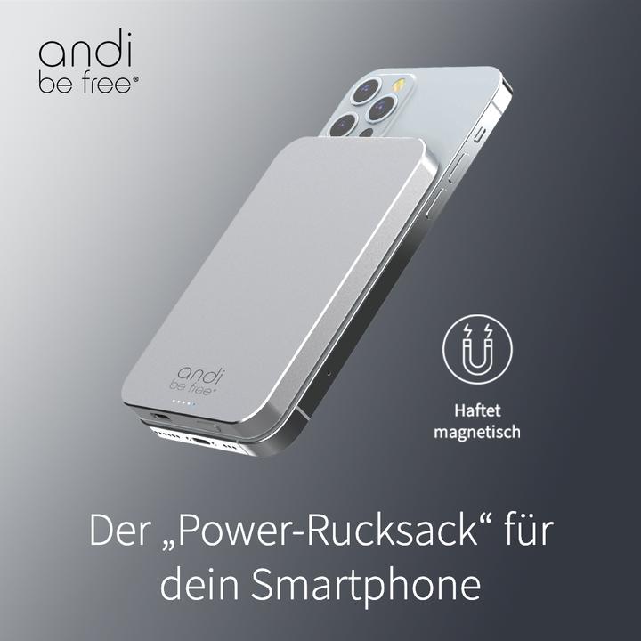 Produktbild Andi be free MagPowerbank 5000 mAh - magnetische Powerbank (5000 mAh, 15 W, 18.50 Wh)