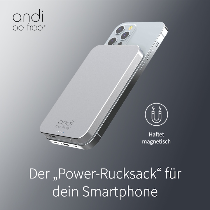 Produktbild Andi be free MagPowerbank 5000 mAh - magnetische Powerbank (5000 mAh, 15 W, 18.50 Wh)
