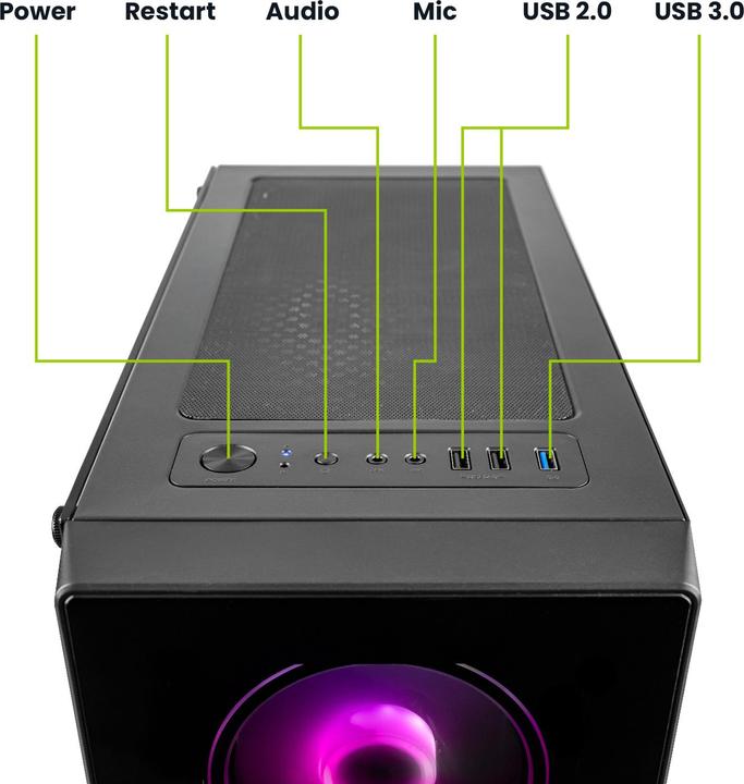 Produktbild Megaport Gaming Komplett PC Intel Core i5-13400F • GeForce RTX3060 • 24" Full-HD + Tastatur+Maus • 512-DE (Intel Core i5-13400F, 16 GB, 1000 GB, GeForce RTX 3060)