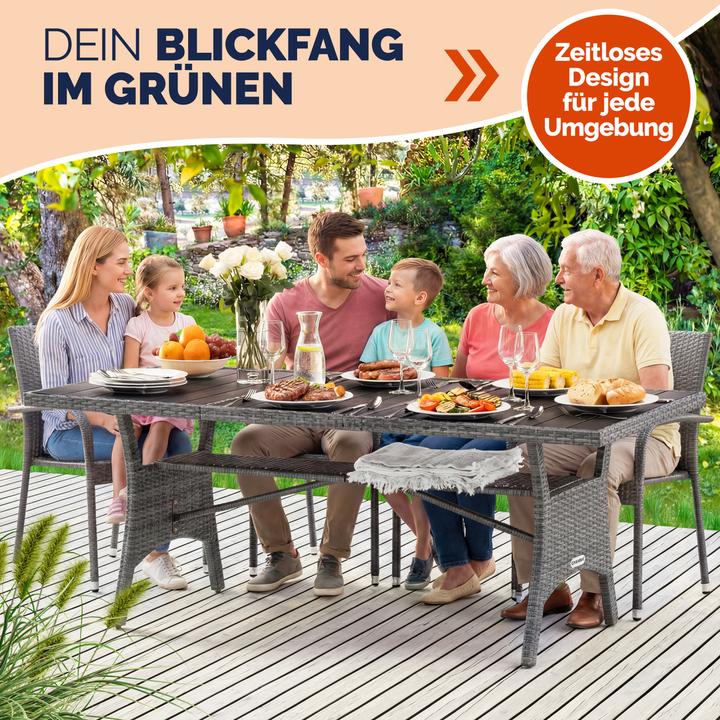 Produktbild Casaria Polyrattan Gartentisch WPC (190 x 90 x 75 cm)