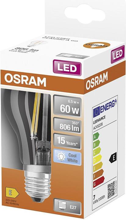 Image du produit Osram Retrofit Classic A (E27, 6.50 W, 806 lm, 1 x, E)