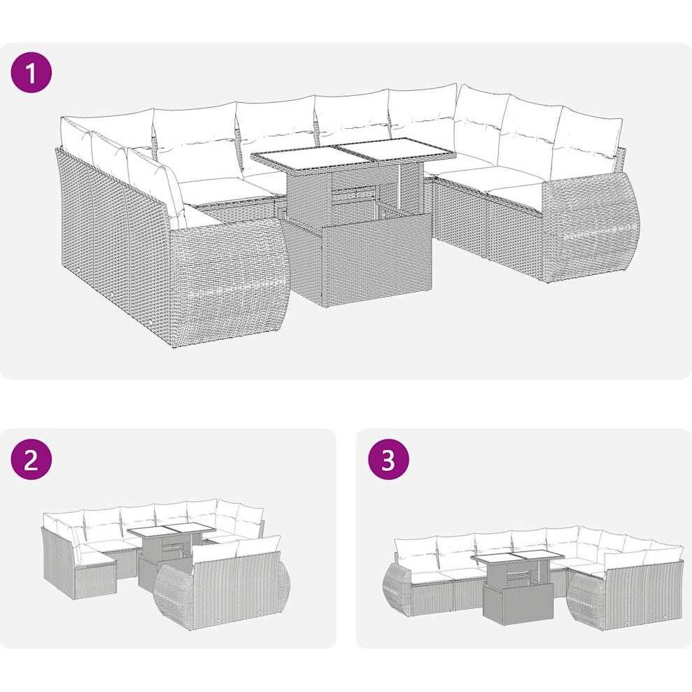 Thumbnail - VidaXL, Gartenlounge, 10-tlg. Garten-Lounge-Set mit Kissen