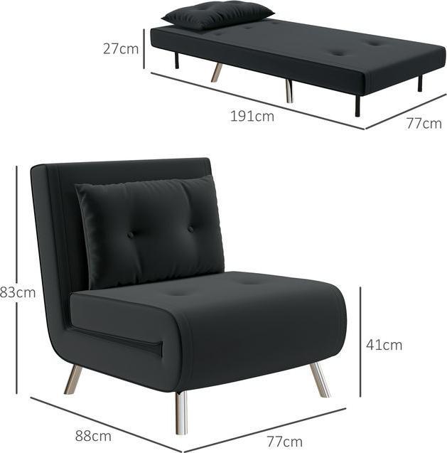 Produktbild Swisshandel24 Schlafsessel Kissen Gästebett Polstersofa Samt Schwarz 77x88x83cm
